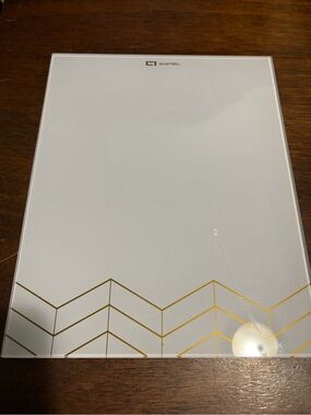Quartet Glass Dry-Erase Desktop Board with Gold Chevron Accent